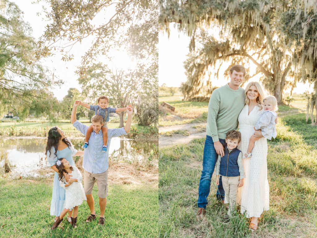 Family photo sessions with coordinating outfits and pleasing color palettes
