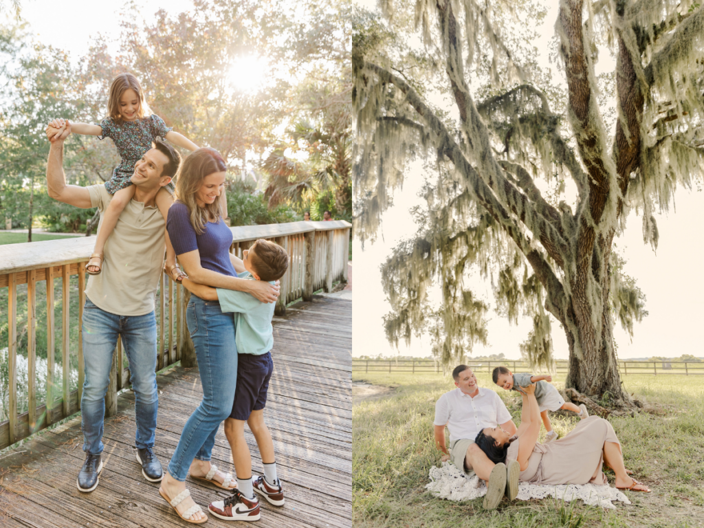 families engaged and connecting with each other during photo session